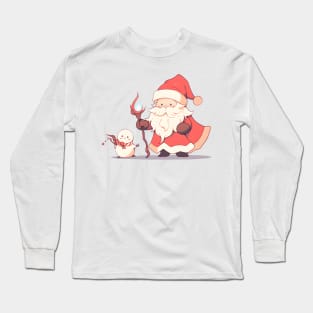 The cheerful look on this t-shirt shows Santa and his friends celebrating Christmas together, perfect for Santa Claus lovers. Long Sleeve T-Shirt